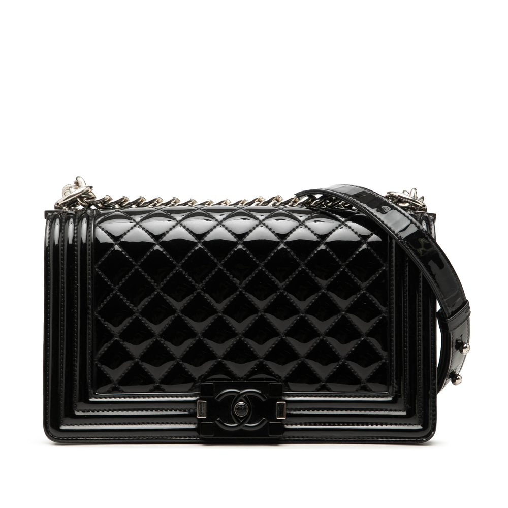 Pre-Loved Chanel Old Medium Quilted Patent Acrylic Boy Flap